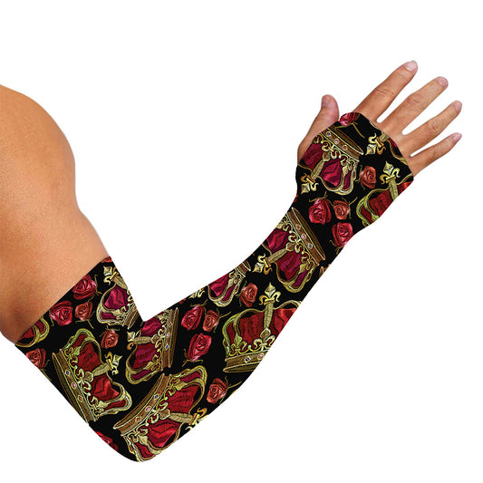 Embroidery Crown Pattern Print Sun Protection Arm Sleeves