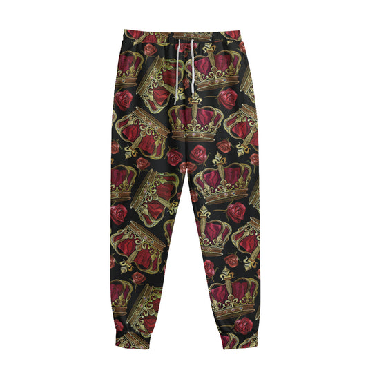 Embroidery Crown Pattern Print Sweatpants