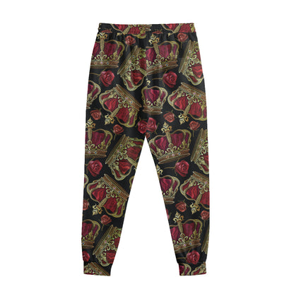Embroidery Crown Pattern Print Sweatpants