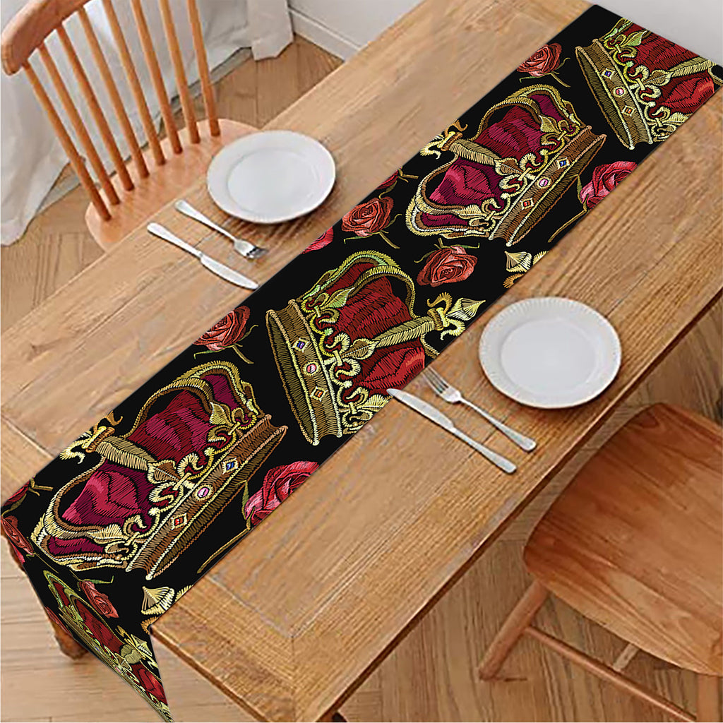Embroidery Crown Pattern Print Table Runner