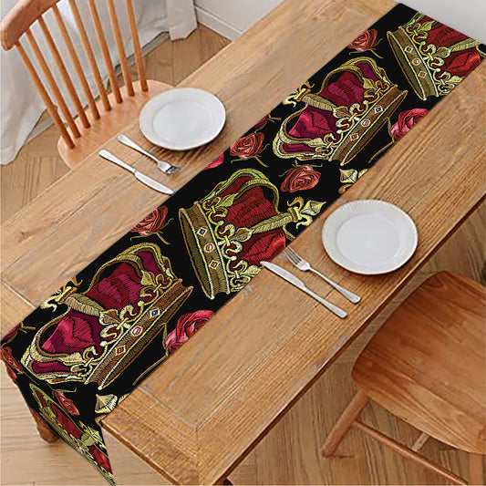 Embroidery Crown Pattern Print Table Runner