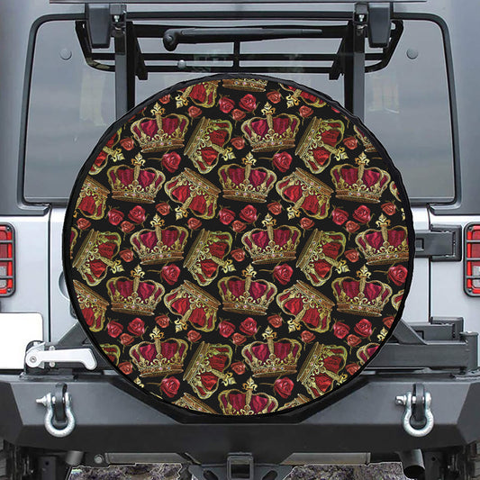 Embroidery Crown Pattern Print Tire Cover