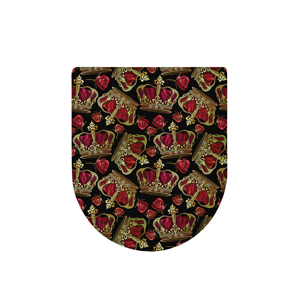 Embroidery Crown Pattern Print Toilet Lid Cover