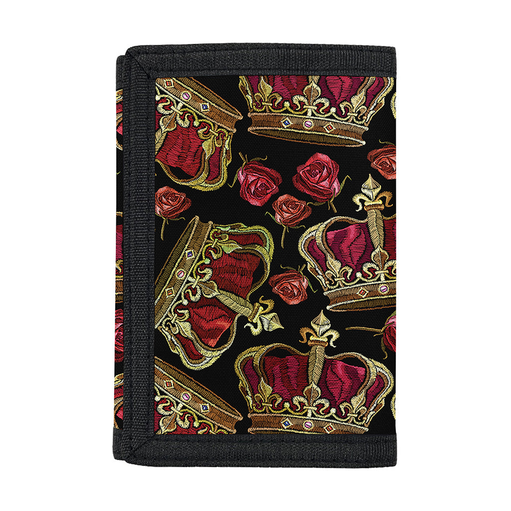 Embroidery Crown Pattern Print Trifold Wallet