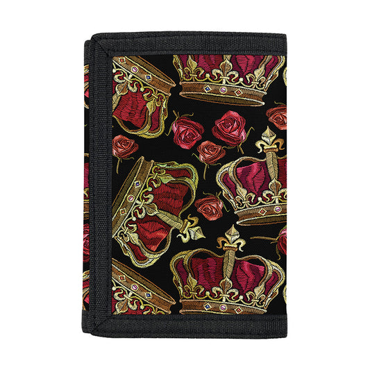 Embroidery Crown Pattern Print Trifold Wallet