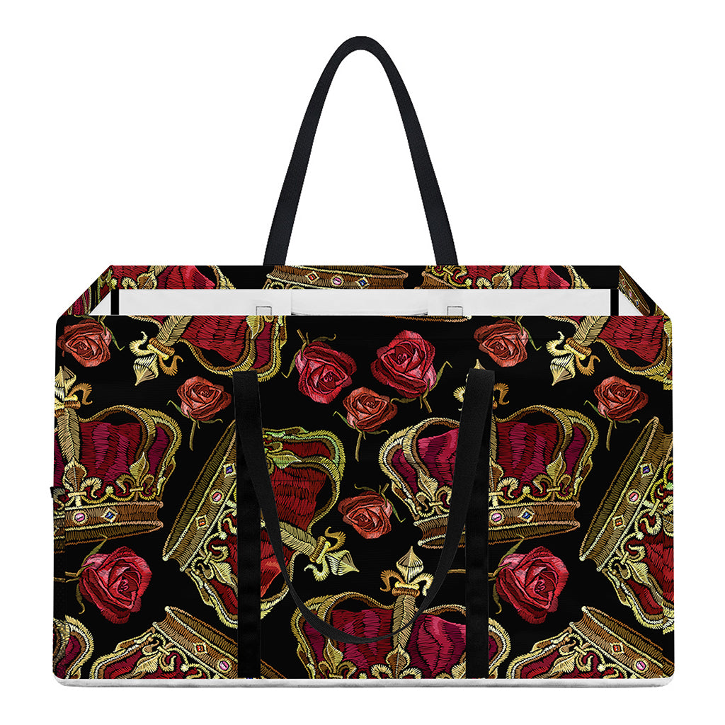 Embroidery Crown Pattern Print Utility Tote Bag
