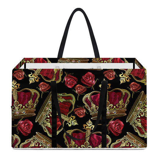 Embroidery Crown Pattern Print Utility Tote Bag