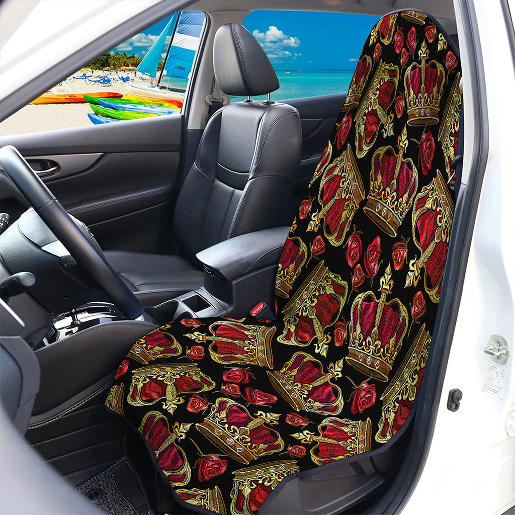 Embroidery Crown Pattern Print Waterproof Car Seat Cover