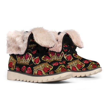 Embroidery Crown Pattern Print Winter Boots