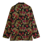 Embroidery Crown Pattern Print Women's Blazer
