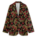 Embroidery Crown Pattern Print Women's Cotton Blazer