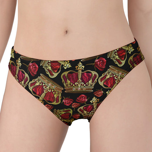 Embroidery Crown Pattern Print Women's Panties