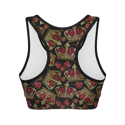 Embroidery Crown Pattern Print Women's Sports Bra