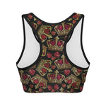 Embroidery Crown Pattern Print Women's Sports Bra