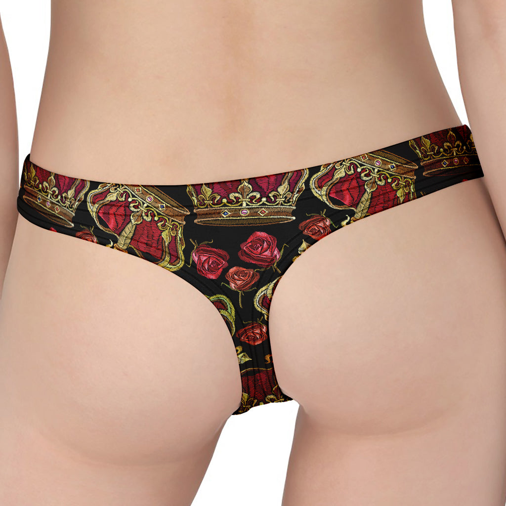 Embroidery Crown Pattern Print Women's Thong