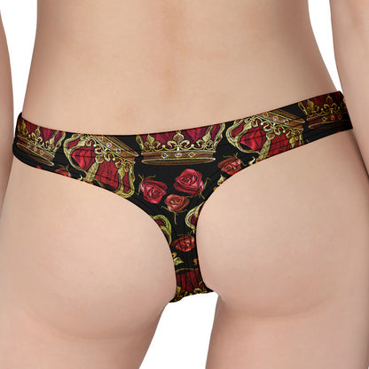 Embroidery Crown Pattern Print Women's Thong