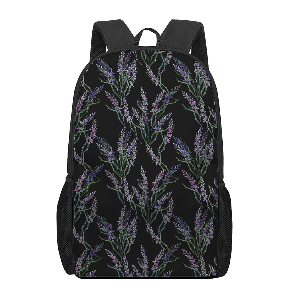 Embroidery Lavender Pattern Print 17 Inch Backpack