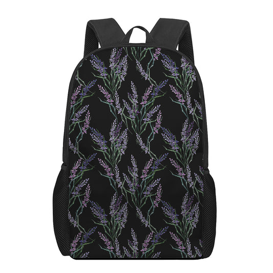 Embroidery Lavender Pattern Print 17 Inch Backpack
