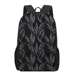 Embroidery Lavender Pattern Print 17 Inch Backpack