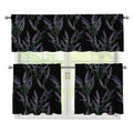 Embroidery Lavender Pattern Print 3 Piece Kitchen Curtains