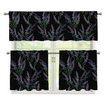 Embroidery Lavender Pattern Print 3 Piece Kitchen Curtains