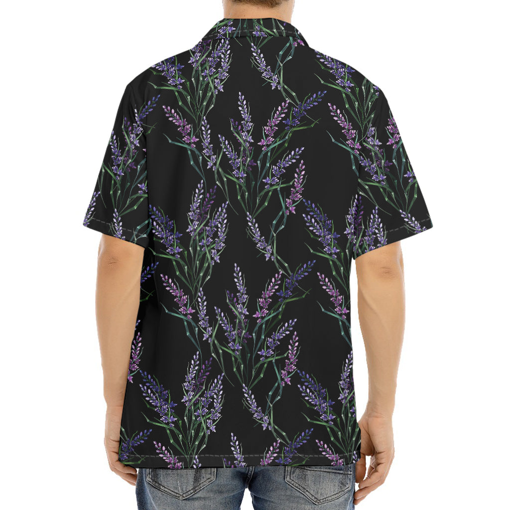 Embroidery Lavender Pattern Print Aloha Shirt