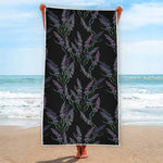 Embroidery Lavender Pattern Print Beach Towel