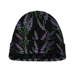 Embroidery Lavender Pattern Print Beanie