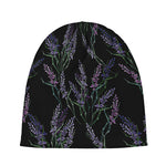Embroidery Lavender Pattern Print Beanie