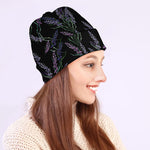 Embroidery Lavender Pattern Print Beanie