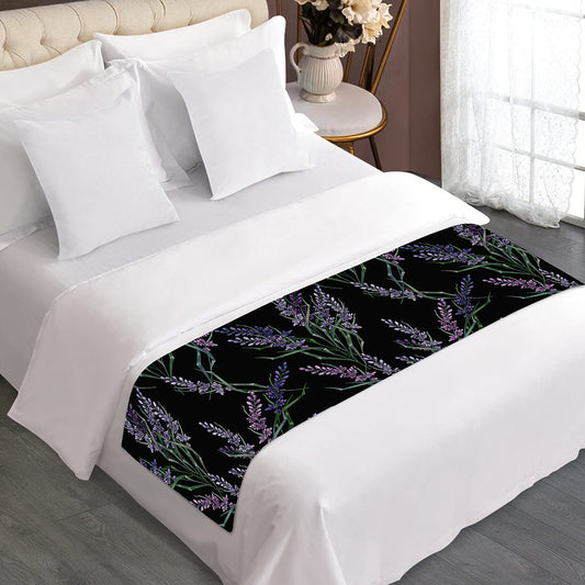 Embroidery Lavender Pattern Print Bed Runner