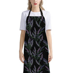 Embroidery Lavender Pattern Print Bib Apron With Pocket