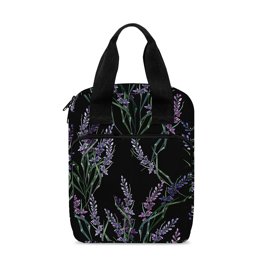 Embroidery Lavender Pattern Print Bible Tote Bag