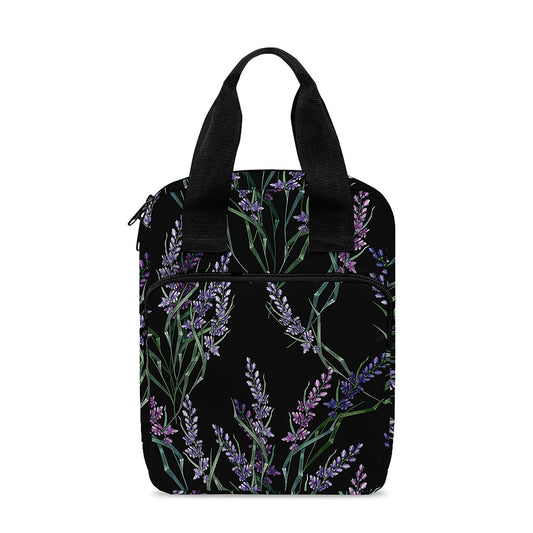 Embroidery Lavender Pattern Print Bible Tote Bag