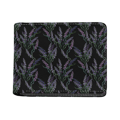 Embroidery Lavender Pattern Print Bifold Wallet