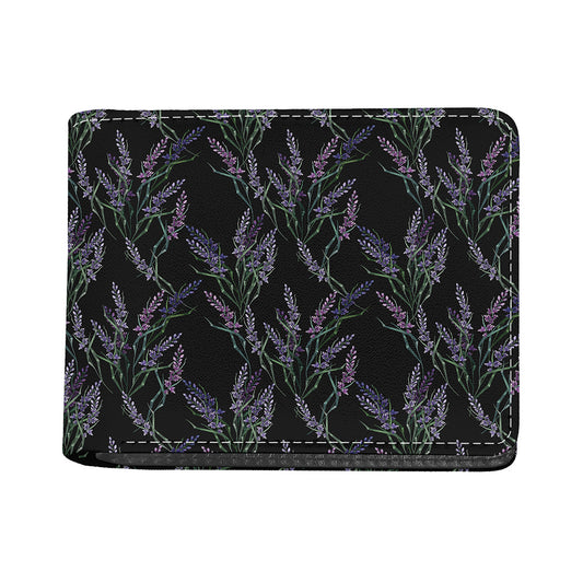 Embroidery Lavender Pattern Print Bifold Wallet
