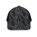 Embroidery Lavender Pattern Print Black Mesh Trucker Hat