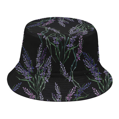 Embroidery Lavender Pattern Print Bucket Hat