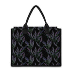 Embroidery Lavender Pattern Print Canvas Tote Bag