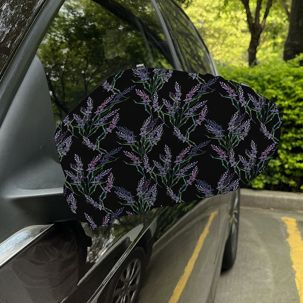 Embroidery Lavender Pattern Print Car Side Mirror Covers