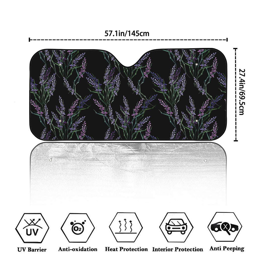 Embroidery Lavender Pattern Print Car Windshield Sun Shade