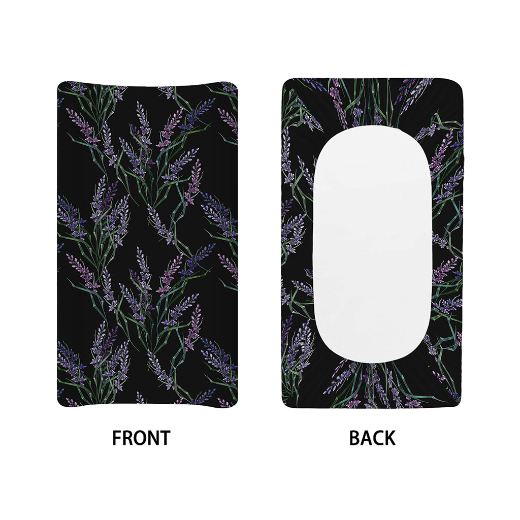 Embroidery Lavender Pattern Print Changing Pad Cover