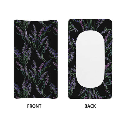 Embroidery Lavender Pattern Print Changing Pad Cover