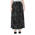 Embroidery Lavender Pattern Print Chiffon Maxi Skirt