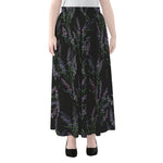 Embroidery Lavender Pattern Print Chiffon Maxi Skirt