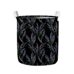 Embroidery Lavender Pattern Print Collapsible Laundry Basket