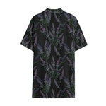 Embroidery Lavender Pattern Print Cotton Hawaiian Shirt