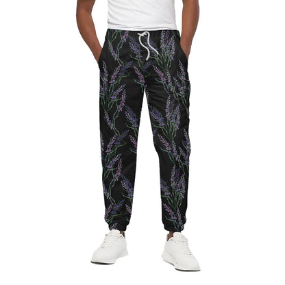 Embroidery Lavender Pattern Print Cotton Pants