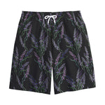 Embroidery Lavender Pattern Print Cotton Shorts