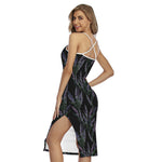 Embroidery Lavender Pattern Print Cross Back Cami Dress